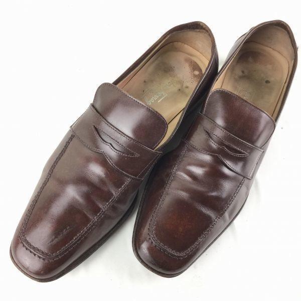 Salvatore Ferragamo Herrenschuhe Loafer Mokassin Slipper Braun Größe 9D 27.0-27.5 Made in Italy(GEBRAUCHT)