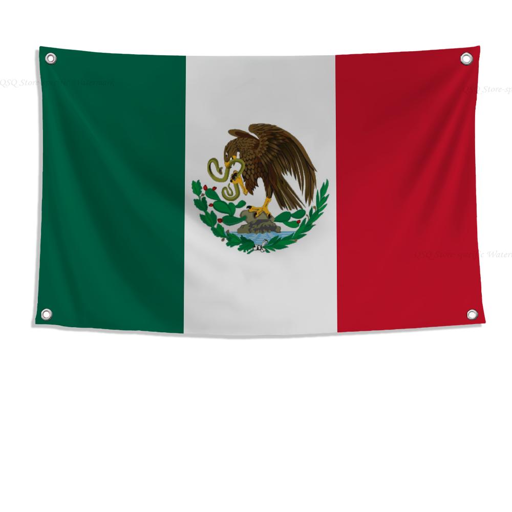 1pc Mexican Flag Banners Four Hole Flag Polyester Outdoor Decor Room Aesthetic