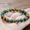 GemChic Unisex Ethnic Agate Tiger Eye Stone Beads Bracelet Classical Retro Elastic Chain Birthday Christmas Jewelry Gift