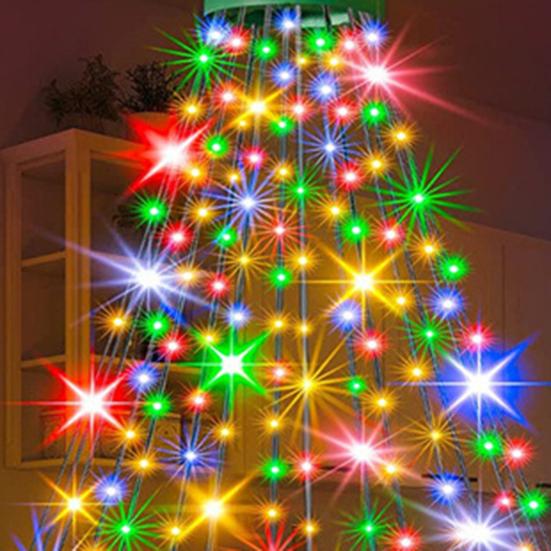 Christmas LED String Lights with Memory Function 8 Modes Star Topper Waterproof USB Powered Christmas Tree Lights