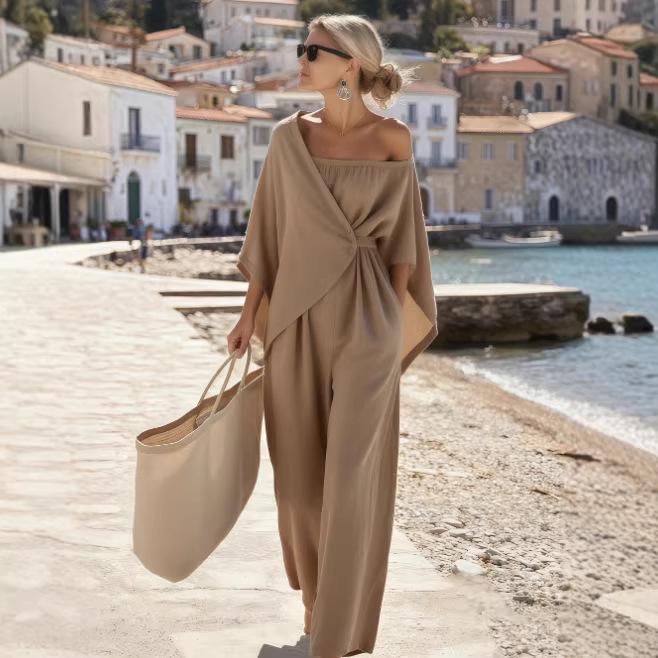 2026 Women's Casual Summer Irregular Shoulder Jumpsuit for Beach Vacation