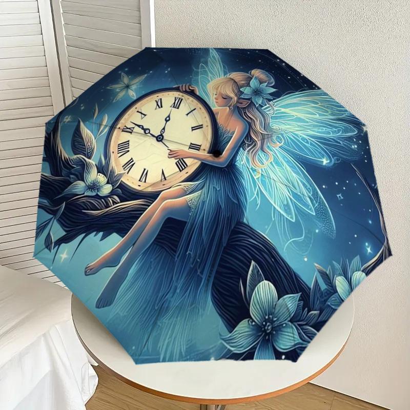 

1pc Fairy Clock Night Fantasy Umbrella with Plastic Handle,Suitable for All Seasons Home Travel Outdoor UmbrellaDD260