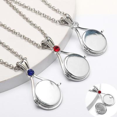 Anime-Inspired Red Sand Openable Shell Pendant Necklace with Diamond Accents
