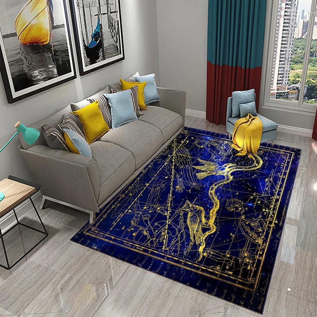 Twelve Constellations Carpet Astrology Rug Mystic Divination Rectangle Area Rugs for Adult Yoga Mats Living Room Decor Door Mat