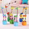 12pcs Wood Animal Giraffe Figurine Push Up Toy Dancing Animal Finger Puppet