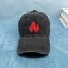 Washed Embroidered Fire Pattern Baseball Hat with Sunscreen, Sunshade, Party Travel Hat Simple Design
