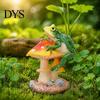 Waterproof Terrarium Decorations Resin Frog on Mushrooms Figurine, DIY Micro Landscape Bonsai Ornament, Cute Mushroom Figures for Outdoor Scaping