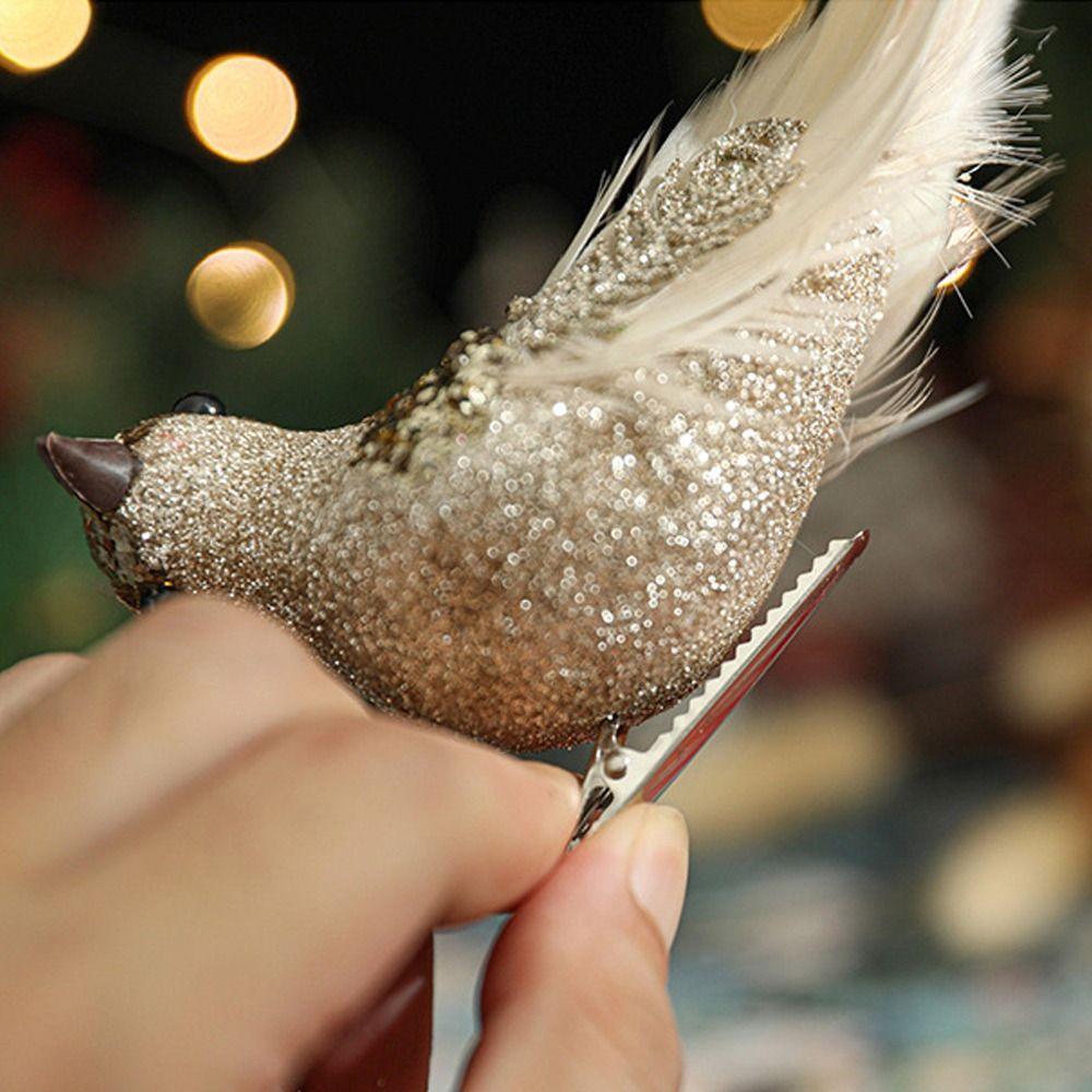 Realistic Simulated White Bird Pendant Artificial Christmas Tree Decoration  Holiday Festival Decor