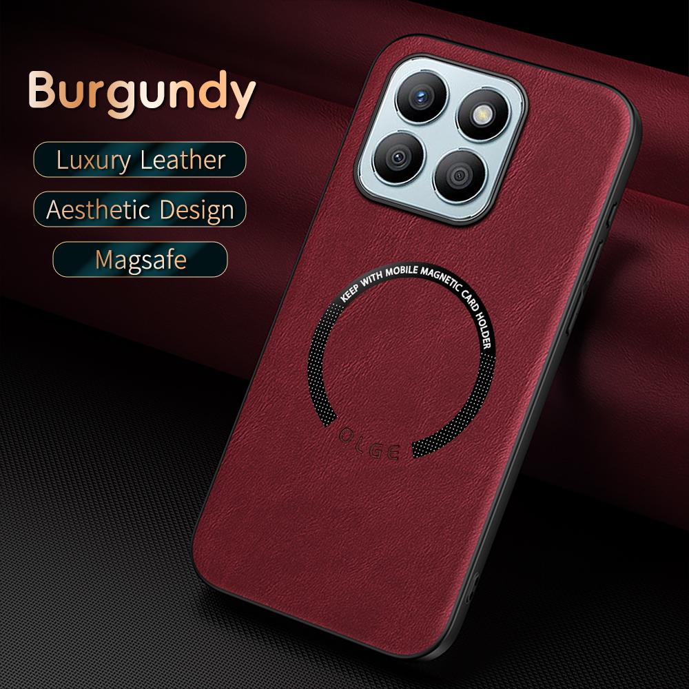 For Honor X8B Fine Hole PU Cow Pattern Leather Outer Magnetic Ring Soft Edge Anti-Drop Anti-Fingerprint Phone Case
