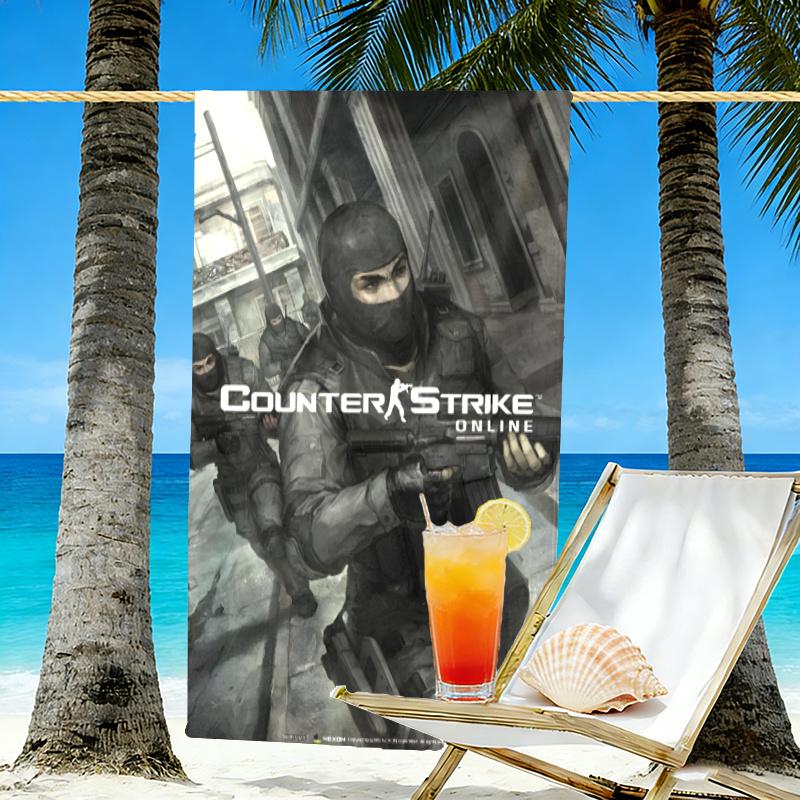 Counter Strike Print Beach Towel Design, Soft, Lightweight. for Home Bathroom, Spa, Pool, Yoga, Surfing, Camping, Gift for Family, Friend