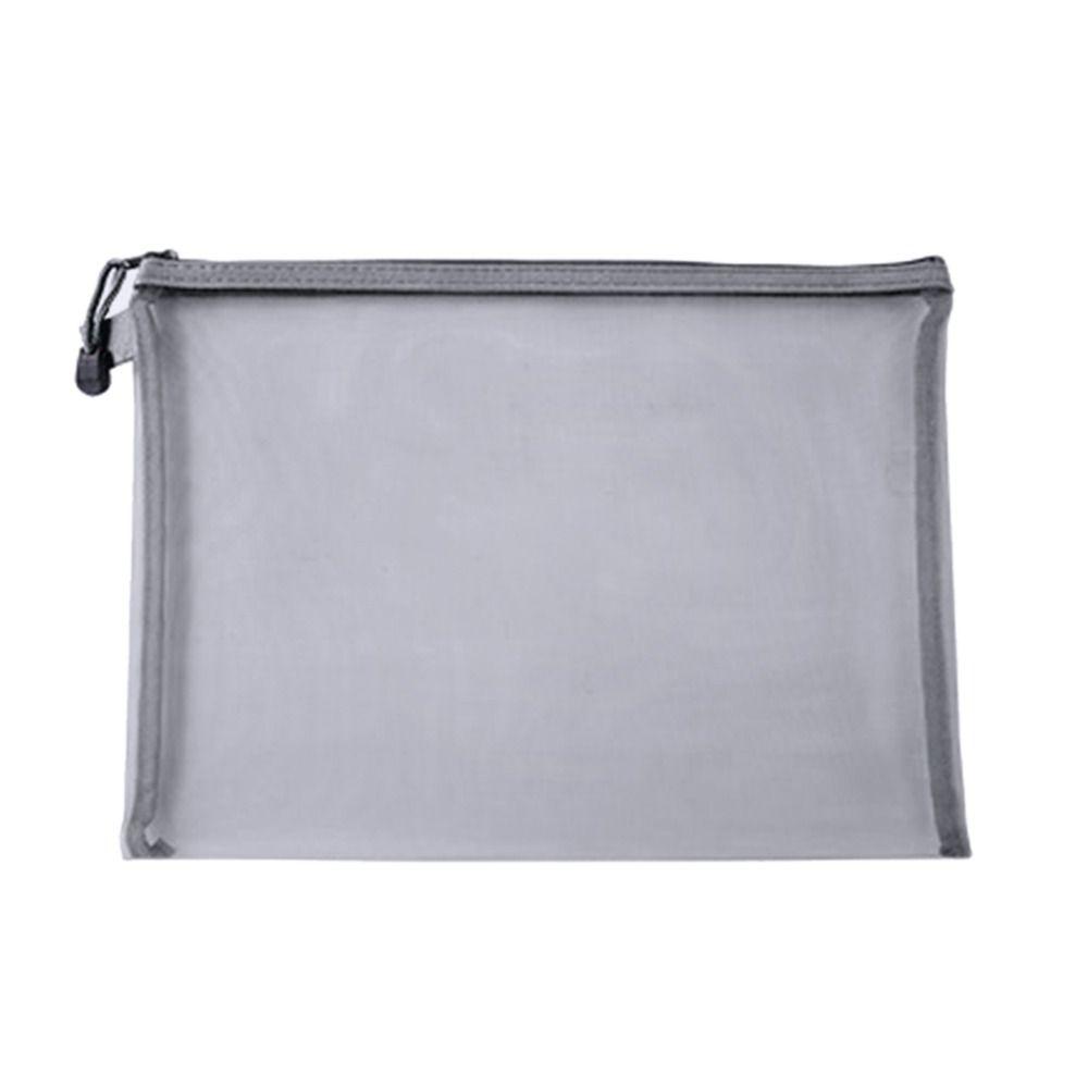 Paper Organizer Zipper Pencil Case Large Capacity Transparent Mesh File Folder Double Pocket