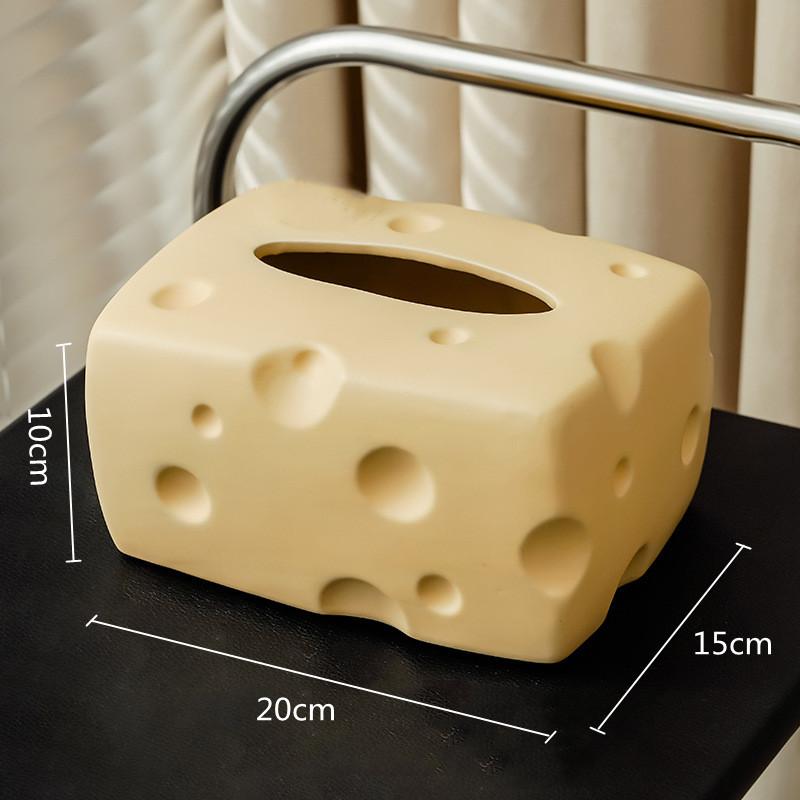 Ceramic Tissue Box Cartoon Cheese Shape Paper Towel Holder Napkin Desktop Storage Perforated Ornament