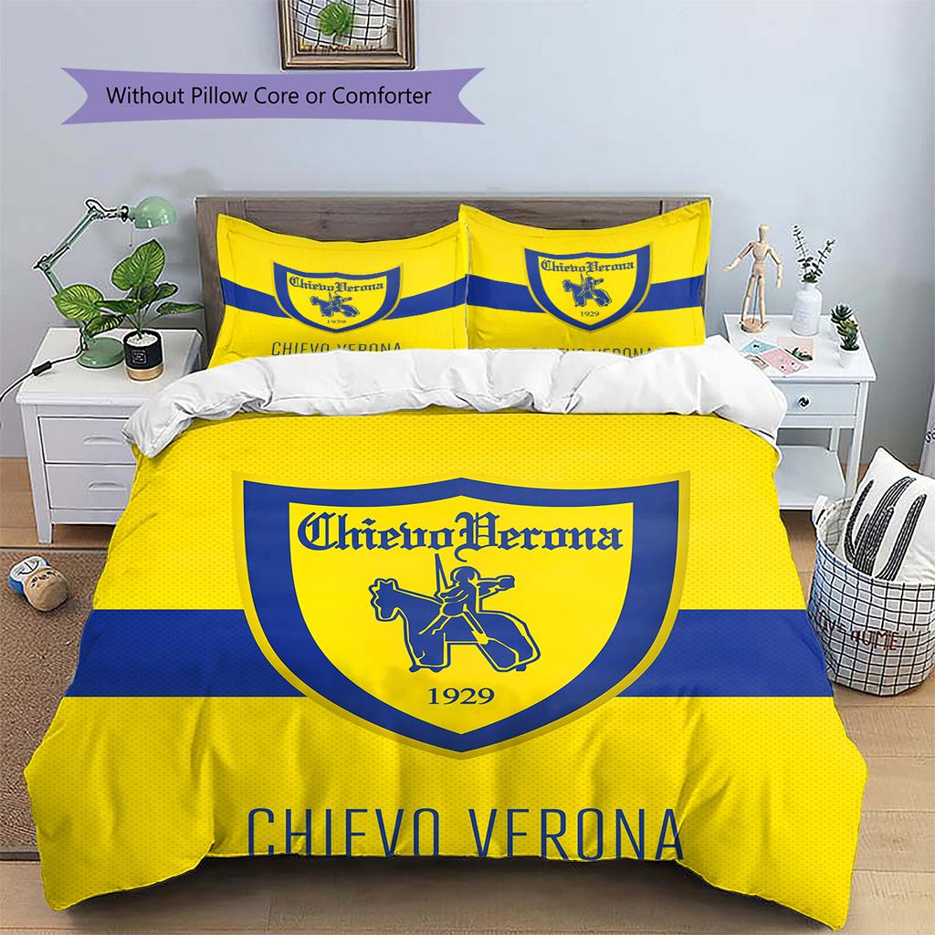 Hellas Verona FC Pattern Bedding Quilt Set Home Decoration Gift (1 * duvet cover + 2 * pillowcase without core)