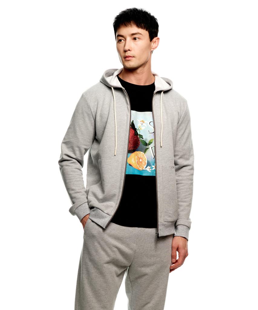 Solew Two-Way Logo Zip-Up Hoodie_Gray