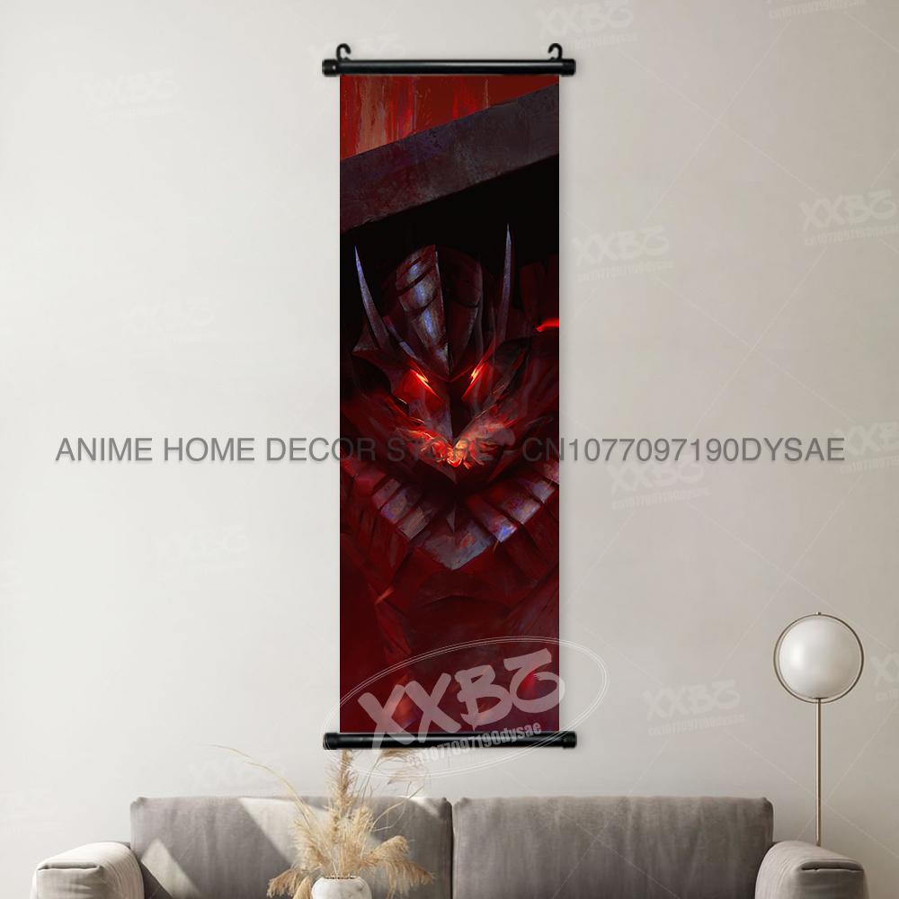 Berserk Poster Zwarte Zwaardvechter Muurkunst Schilderijen Anime Guts Hangend Schilderij Griffith Behang Casca Huisdecoratie (as the picture,30x90cm(12x36inch))