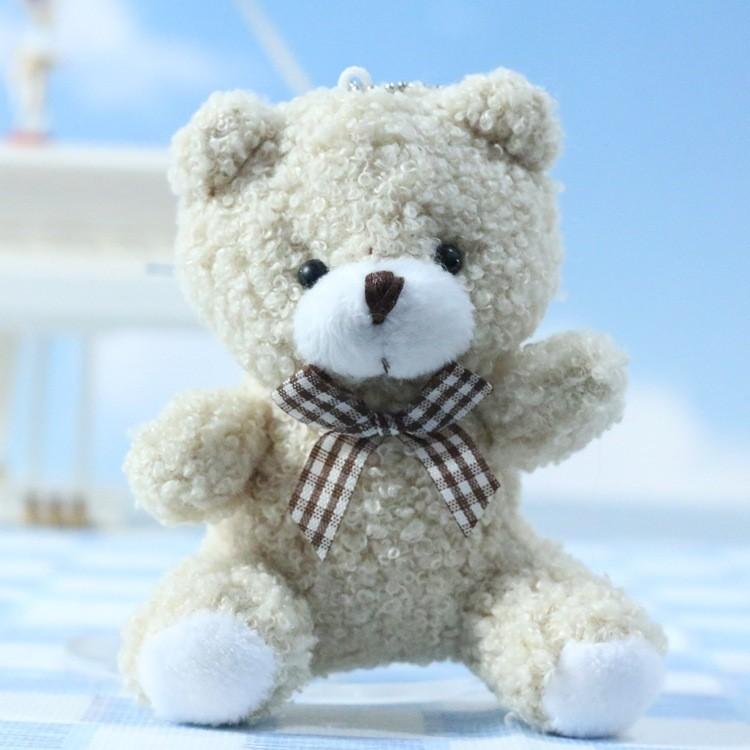 Cute Cartoon Bear Plush Keychain Soft Stuffed Animal Keyring For Bag And Key Decor