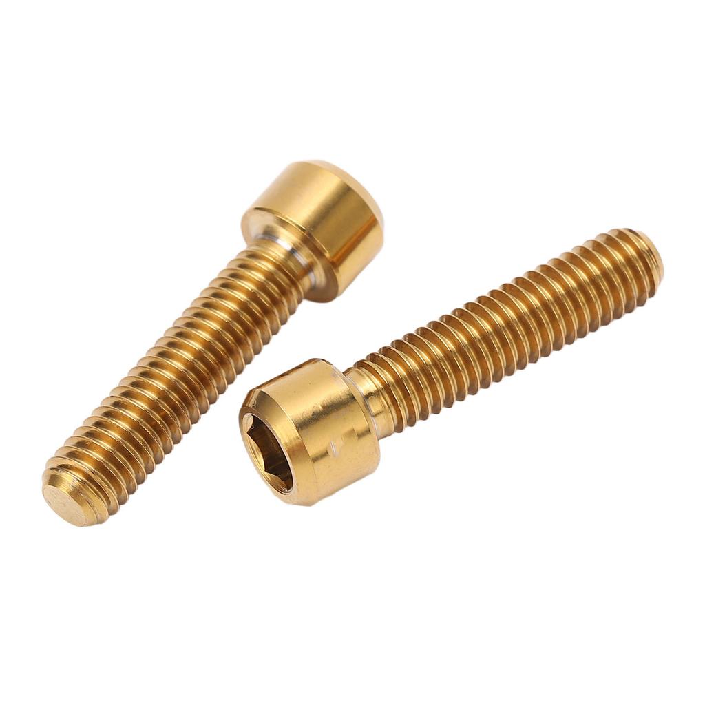 2pcs Bike Stem Screw M6 25mm Extended Titanium Alloy Bike Seatpost Screw for Mountain Road Bike Gold