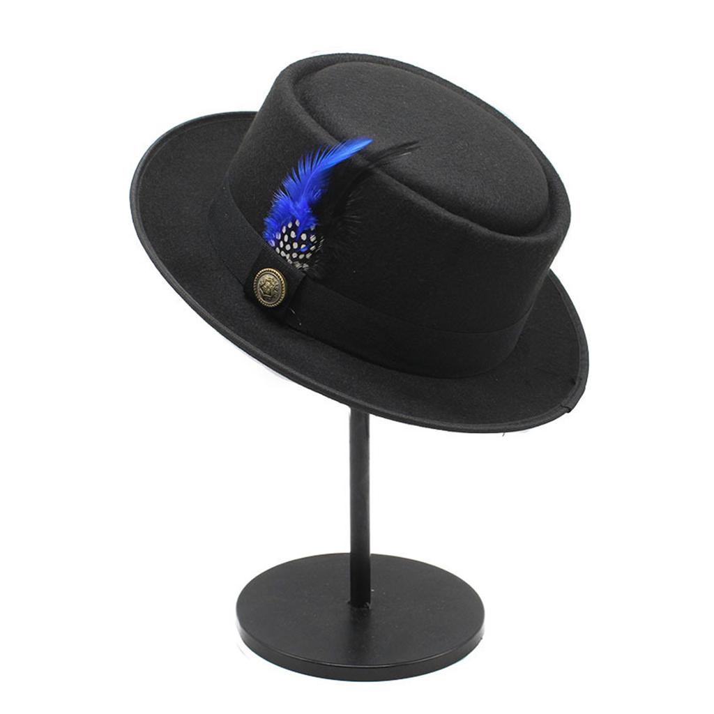 Fedora Hats for Womens Wide Brim Hat Feathers Decorative Belts Woolen Felt Womens Men Elegant Fedora Hat