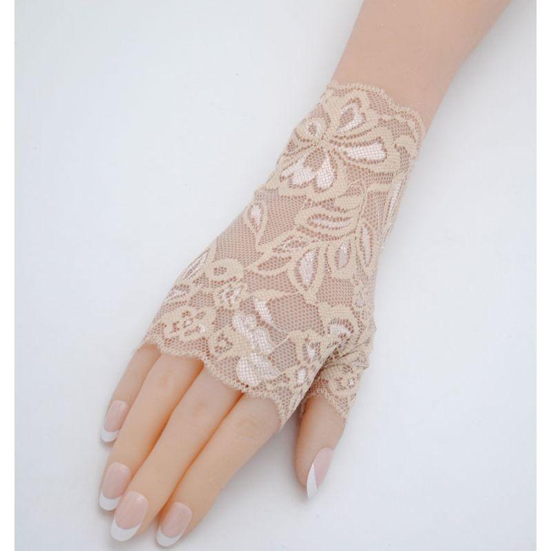 New Arrival Lace Half Finger Gloves Women's Thin Summer Silk Ice Short Sun Protection Driving Non Slip Elastic Fingerless Gloves Bridal Gloves