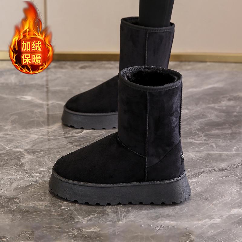 Thick-soled Snow Boots Winter Velvet Thickened Large Cotton Shoes Medium Tube Casual Soft-soled Short Boots
