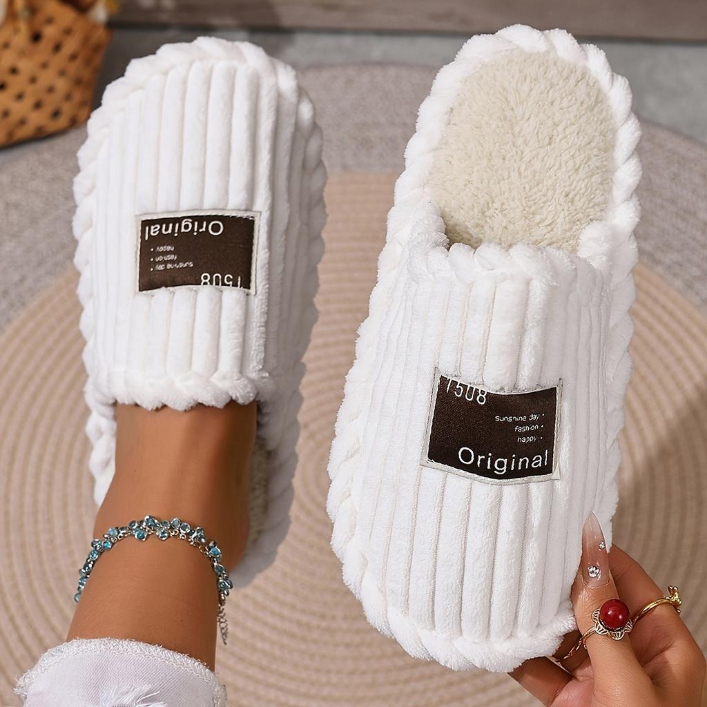 Winter Home New Cotton Slippers, Cross-border Leisure and Comfortable Furniture, Cotton Shoes with Added Velvet On One Foot, Cotton Slippers