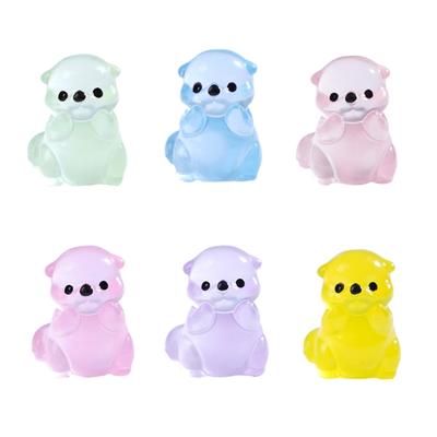 Glowing In Dark Cute Otters Figurine Miniature Resins Home Decors Gift For Bedroom Office Tabletop Garden Landscape