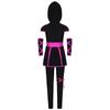 Costume Cosplay Ninja Unisex per Bambini Top con Cappuccio Stampa Drago Ampia Fascia Fondo Spaccato Set Guanti Pantaloni