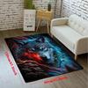 Wolf Design Rug – Red & Blue Glow, Fade-Resistant Knit Polyester with Non-Slip Backing for Bedroom or Living Room Decor
