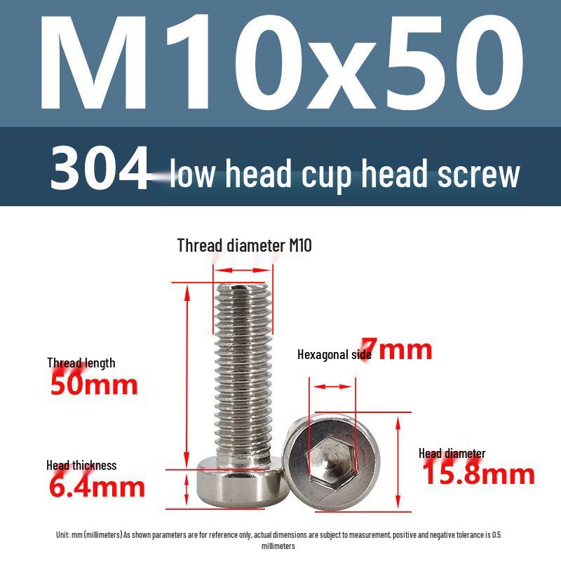 304 Edelstahl Flachkopf Innensechskant Maschinenschrauben M3-M10