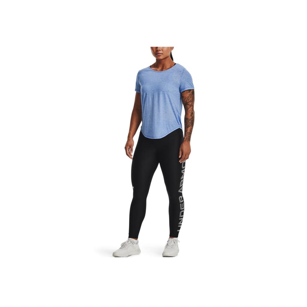 Under Armour Solid Color Logo Print Compression Fitness Pants Women bottoms Black 1374133-001
