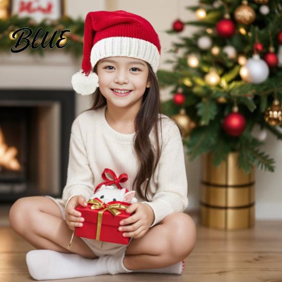 Christmas Knitted Hat Party Headwear Winter Warm Adults Kids Santa for Elf Holiday with Pom