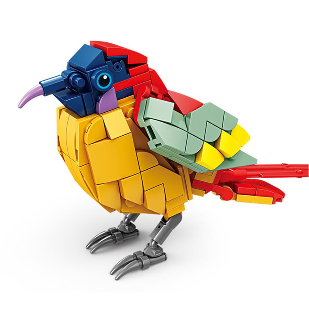 

Строительные блоки с мультяшными животными, павлин, журавль, ворона, чайка, иволга, сборка, обучающая головоломка, интерактивная игрушка для родителей и детей