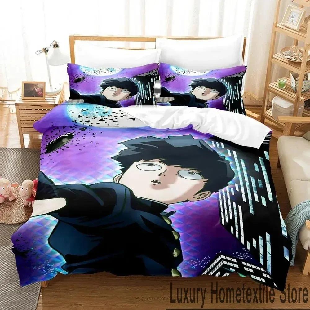 Anime Mob Psycho 100 Bedding Set Duvet Cover Pillowcase King Queen Size Boys Adult Bedroom Decor