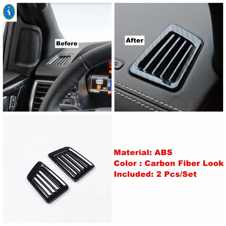For Ford Ranger / Everest / Endeavour 2015 -  Carbon Fiber Look Dashboard Air AC / Air AC Outlet Vent Accessories Cover Trim Air AC Outlet Vent