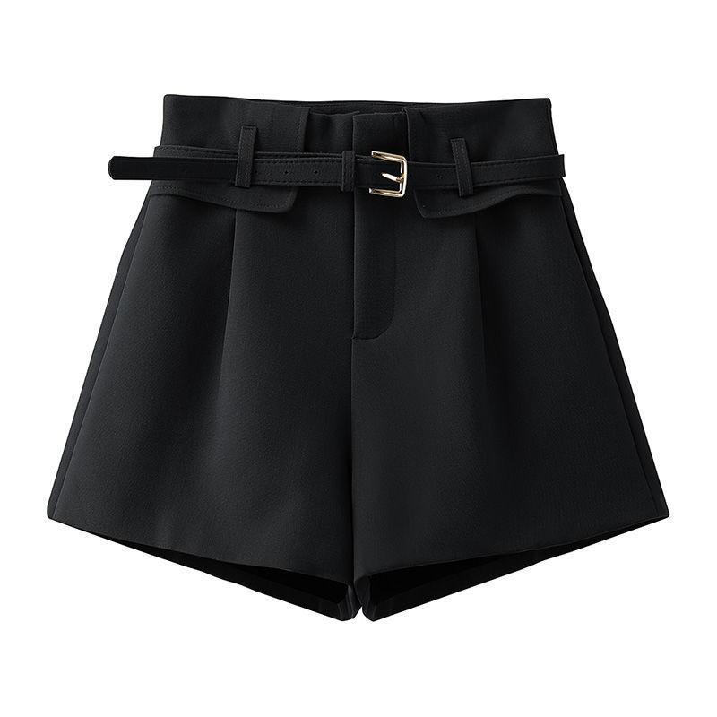 Šortky Dámské štíhlé ležérní kalhoty s vysokým pasem a širokými nohavicemi