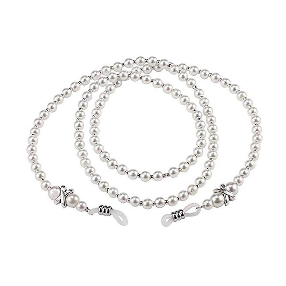 70cm Weiße Perlen Brillen Lesebrillen Sonnenbrillen Kette Mode Rutschfester Lanyard Kordelhalter Seil Für Elegante Frauen