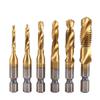 STONEGO 1PC/6PCS High-speed Steel Composite Taps Titanium-plated Spiral Machine-use Open Hole Tapping Chamfering Integrated Taps