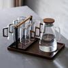ZISIZ Transparent Glass Cup Set with Walnut Handle