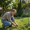 Temporary Fence with Posts, 1.25 x 25m Plastic Mesh Fencing, Garden Safety Fences Netting with Double-Spike Stakes & Guy Ropes, Temporary Fence for