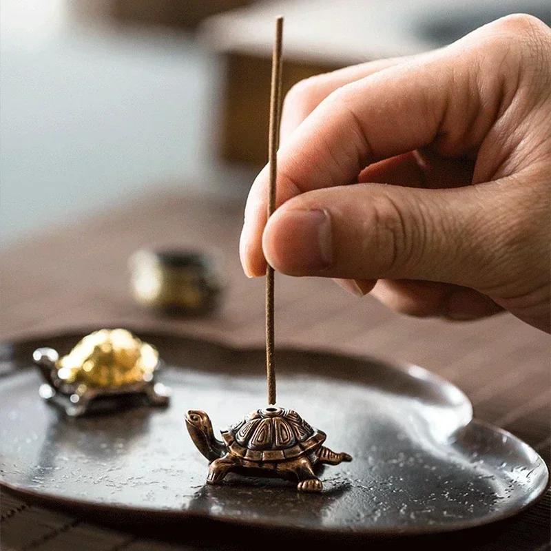 Mini Metal Turtle Shape Incense Stick Meditation Buddha Sandalwood Stick Holder Funny Animal Incense Holders Home Decor 1PC