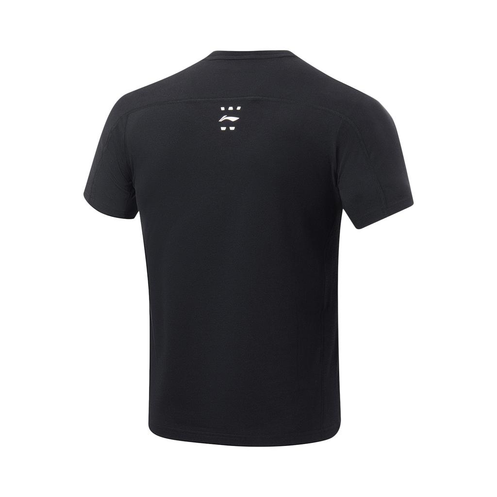 Li-Ning Mens Fitness Series Quick-Dry Solid Color Letter Print Short Sleeve T-Shirt Men Tops Black ATST049-1