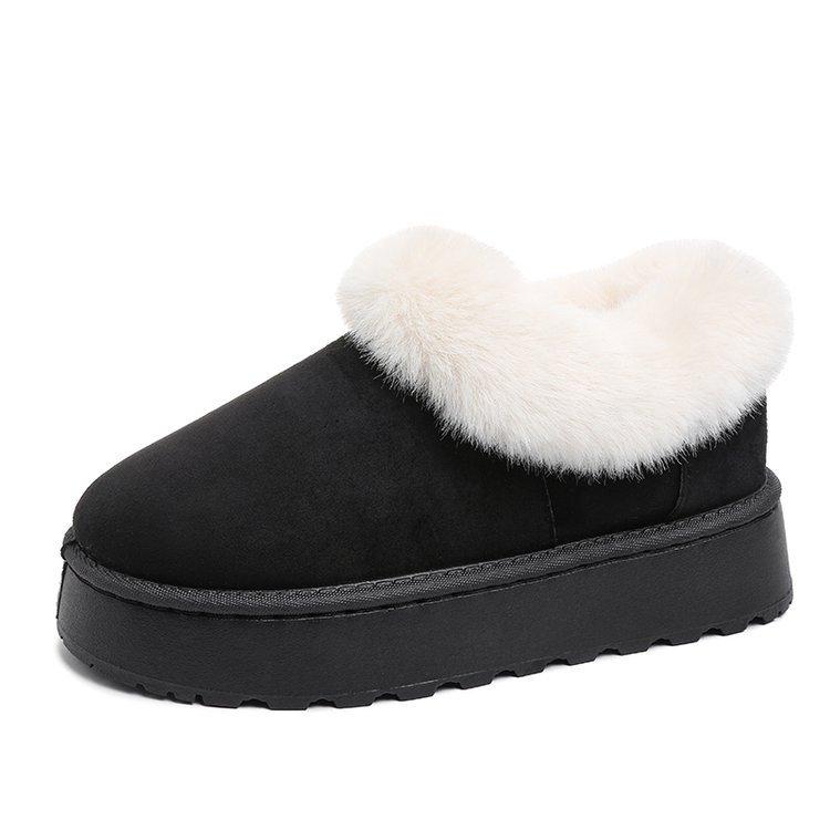 

Women s Large Size Fur Mouth Soft Sole Winter Warm Fur Snow Boots Padded Lined Ankle Boots Non-Slip Hiking Sports Cotton Boots 43 чёрный