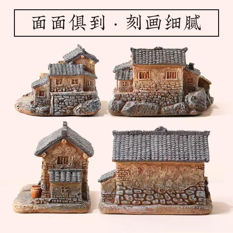 Rural old house decoration small model desktop creative micro landscape courtyard potted bonsai decoration