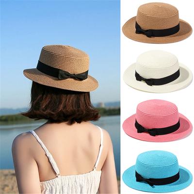Visiere Estive Traspiranti Cappello da Sole a Tesa Piatta Cappello da Spiaggia Panama Cappello di Paglia