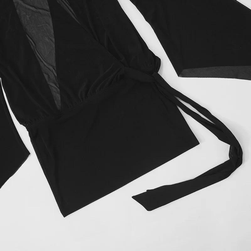 F24DS389 Women's Sexy Mesh Low-Cut Mini Dress