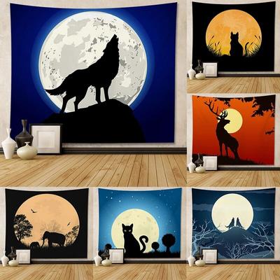 Dierenafbeelding serie wandkleed huisdecoratie achtergronddoek olifant leeuw kat wolf hert hangend doek