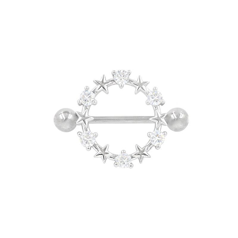 Heart-Shaped Cat Head Zircon Nipple Ring - European and American Fashion