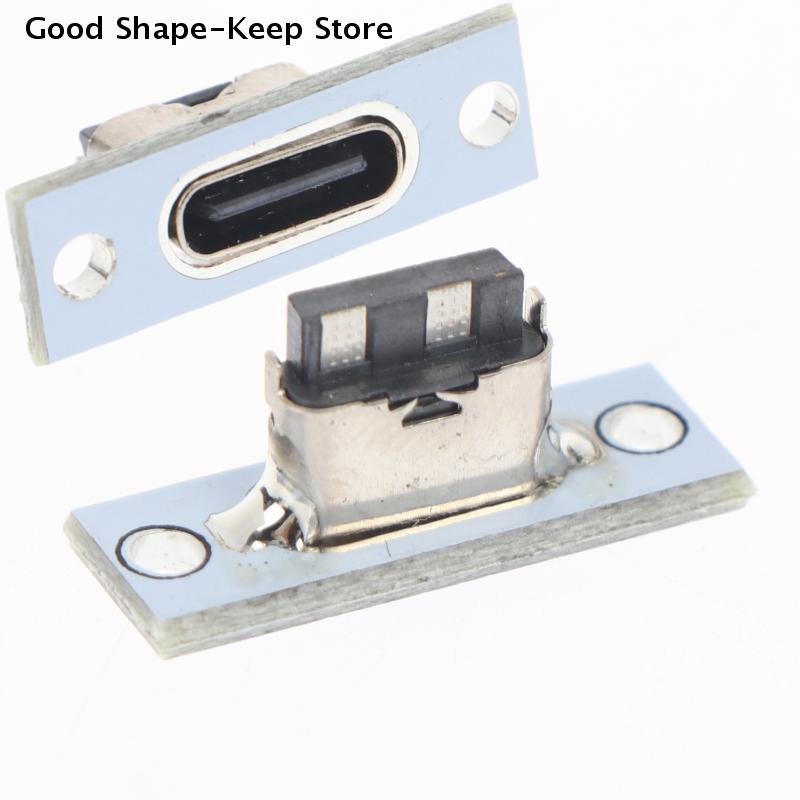 USB Type C 31 Panel Mount Socket 2 Pin Female Connector for PC Board Embedded Secure Attach Applications