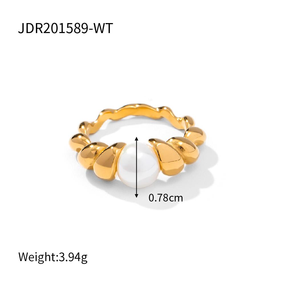 Youthway 18K Vergoldeter Edelstahl Geometrischer Modering Wasserdicht Antiallergisch Farbecht Mode Zirkon Unisex 2024