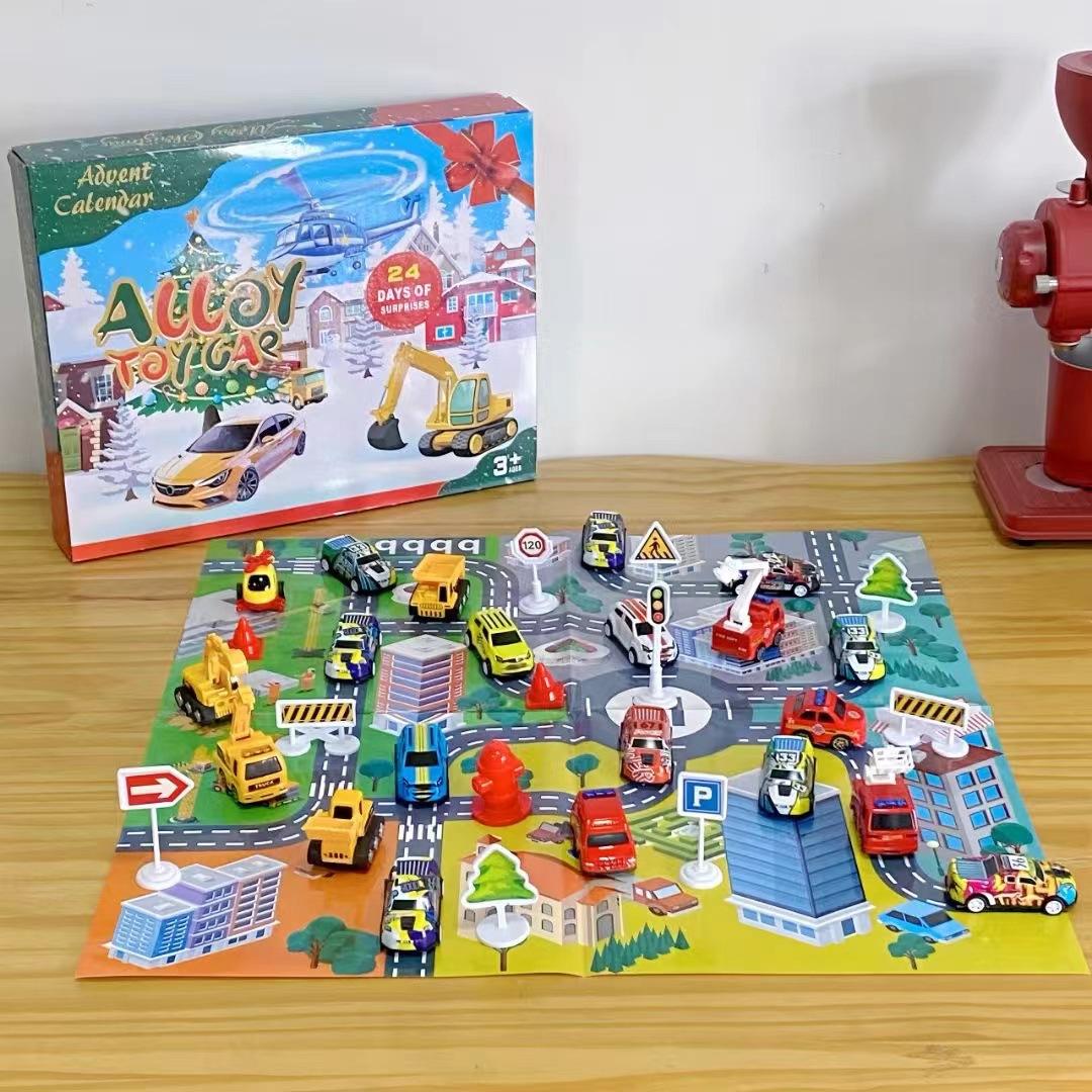 

Детский набор моделей автомобилей из сплава с картой, пожарная машина, полицейская машина, инженерная машина